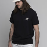 T-shirt noir en piqué de coton bio avec dessin de crâne - T-shirt Commune Golf en coton piqué bio